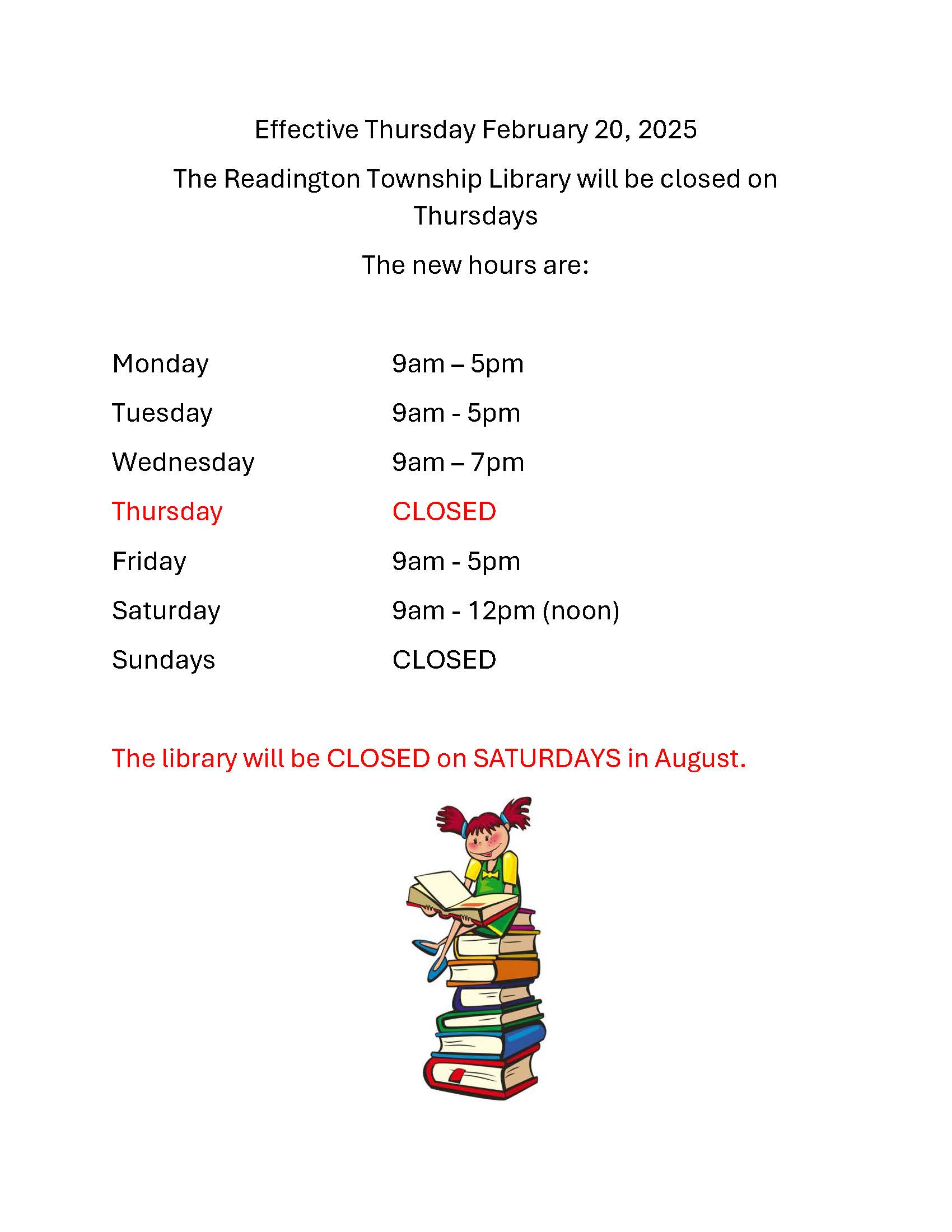 Readington Library Hours